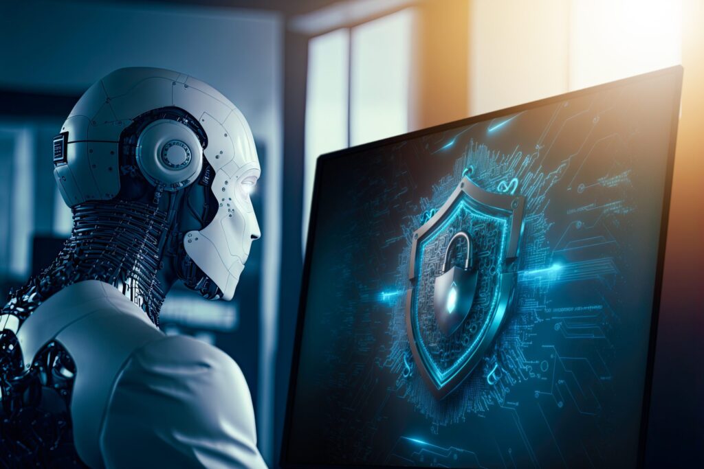 artificial intelligence ai analysis security,encrypt data protection cybersecurity privacy business internet technology concept ,3d illustration